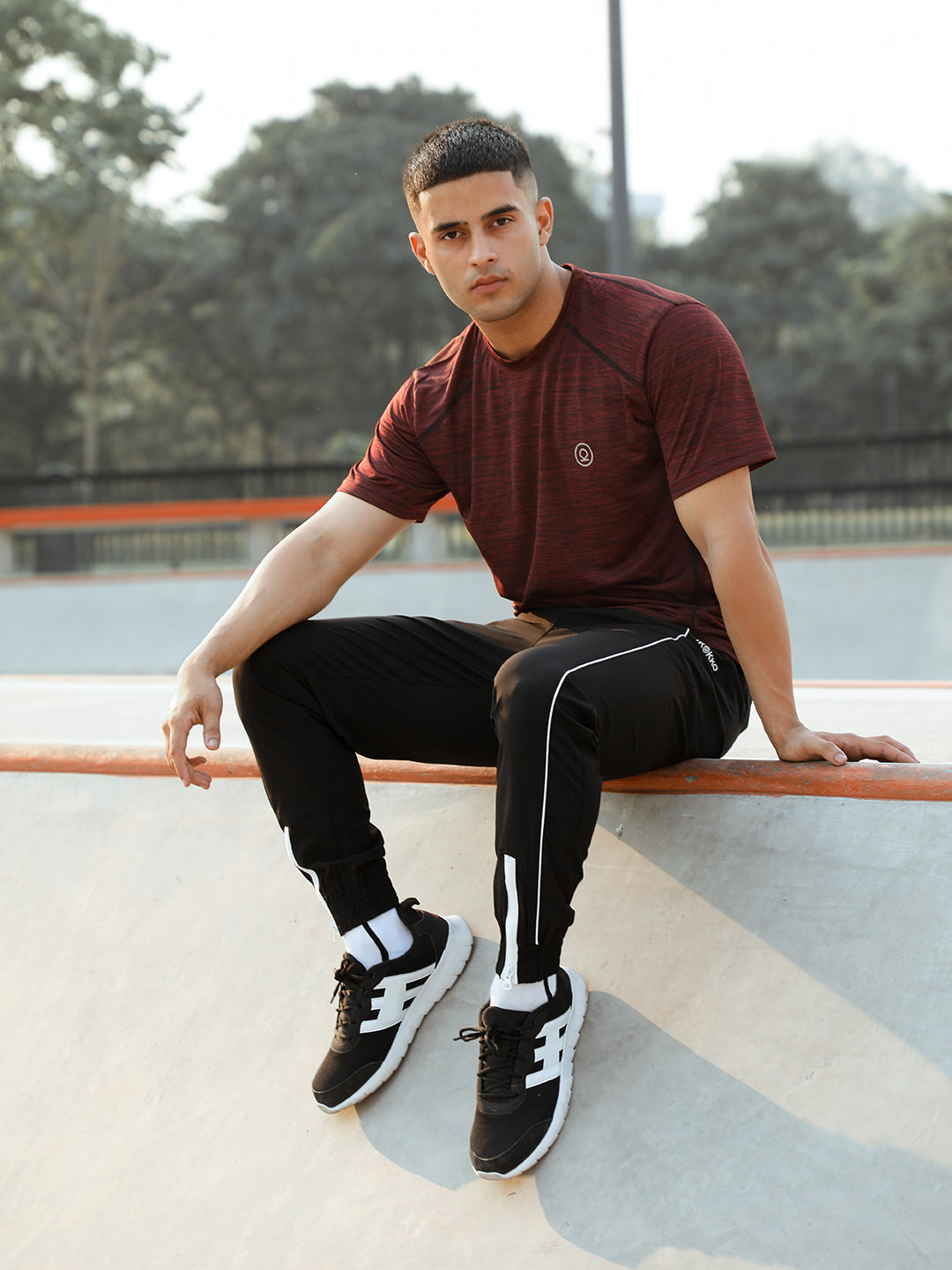 Men's Half Sleeves Dry Fit Gym Sports T-Shirt Wine