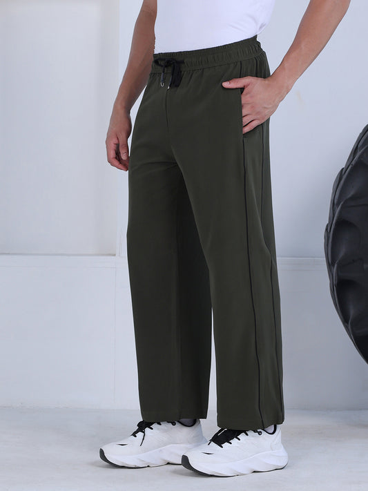 Men’s Sports Track Pants with Side Stripes Olive