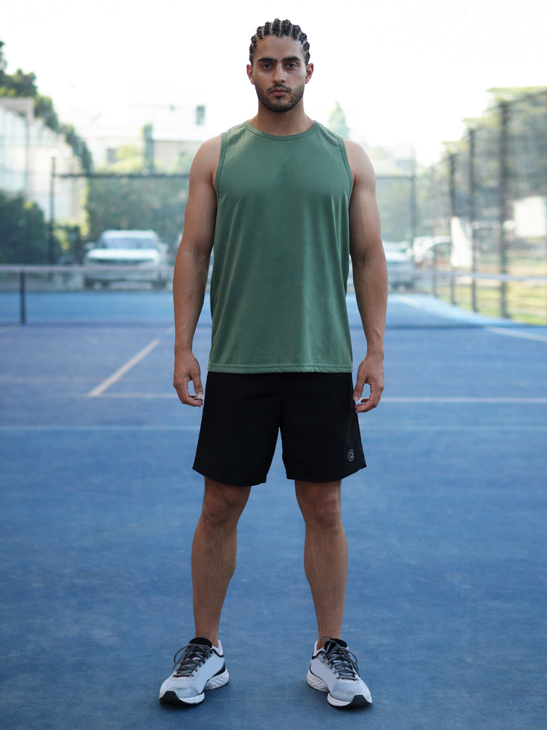 Men's Green Sleeveless Gym Tanktop