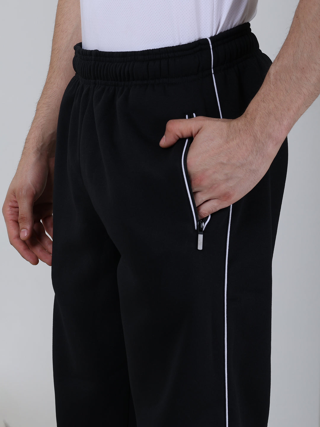 Men's Black White Heavy Fleece Winter Tracksuit