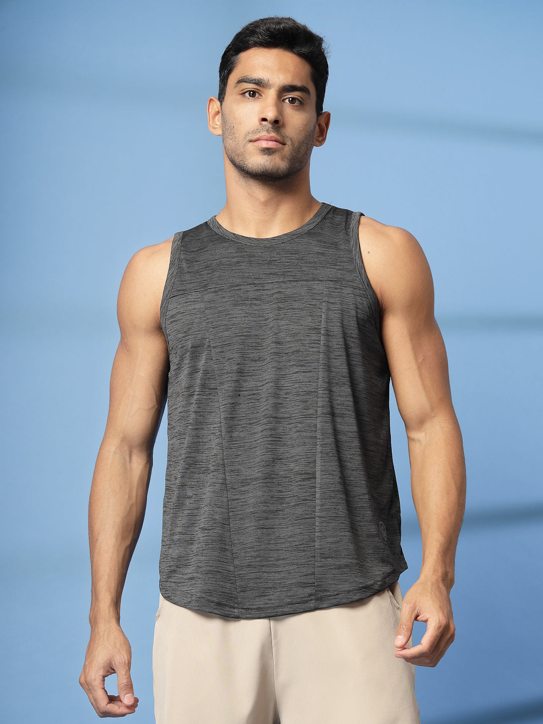 Men Dark Grey Gym Sleeveless Sports Tanktop