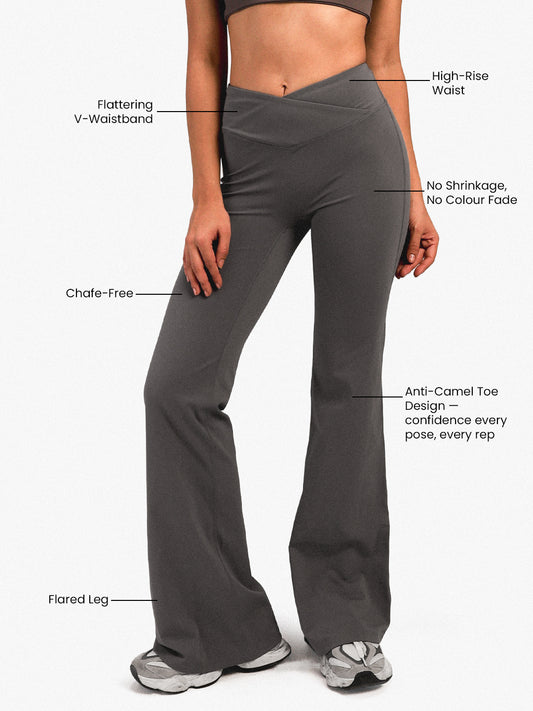 Women’s Crossover Flared Pants Grey