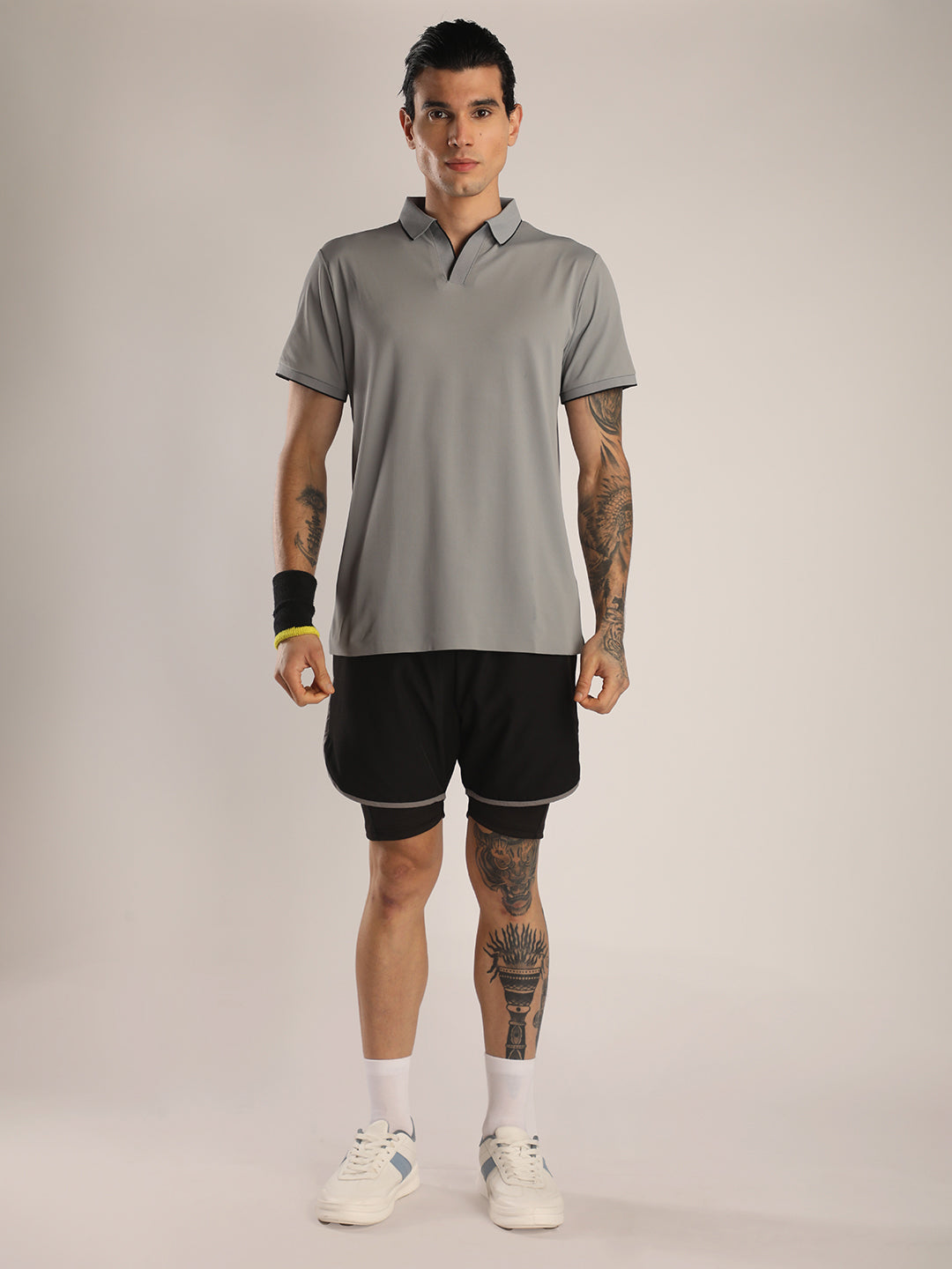 Men's Grey Sports Polo T-shirt