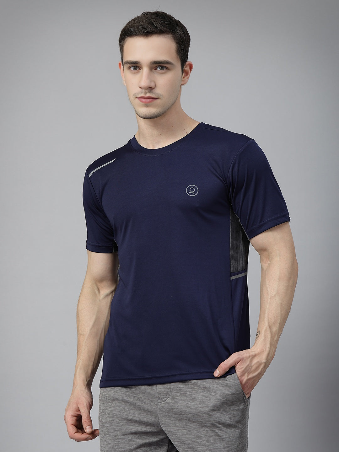 Men's Dry Fit Half Sleeve Gym T-Shirt Navy Blue