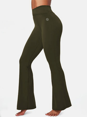 Women's High Waist Solid Flared Pants Olive