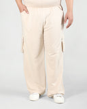 Men Beige Plus Size Baggy Trackpant With Pockets