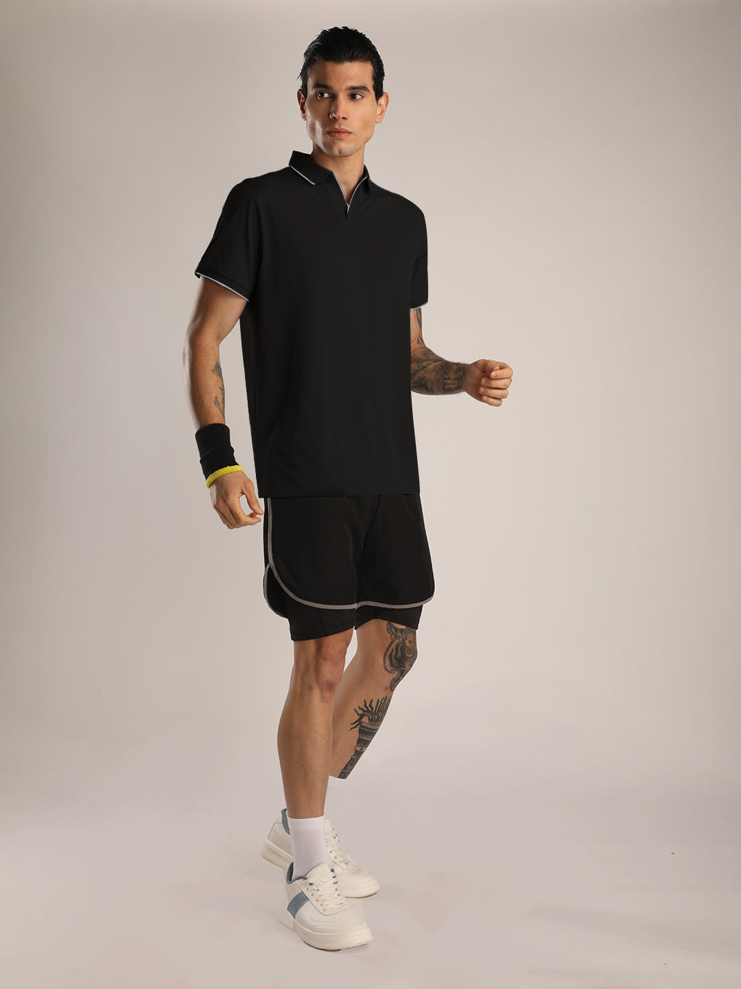Men's Black Sports Polo T-shirt