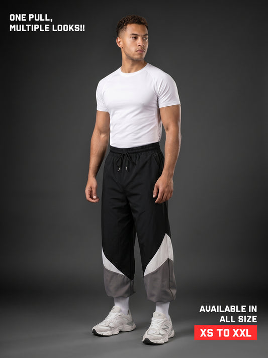 Arc Pant - Men's Colorblock Wide-Leg Track Pants Black Grey