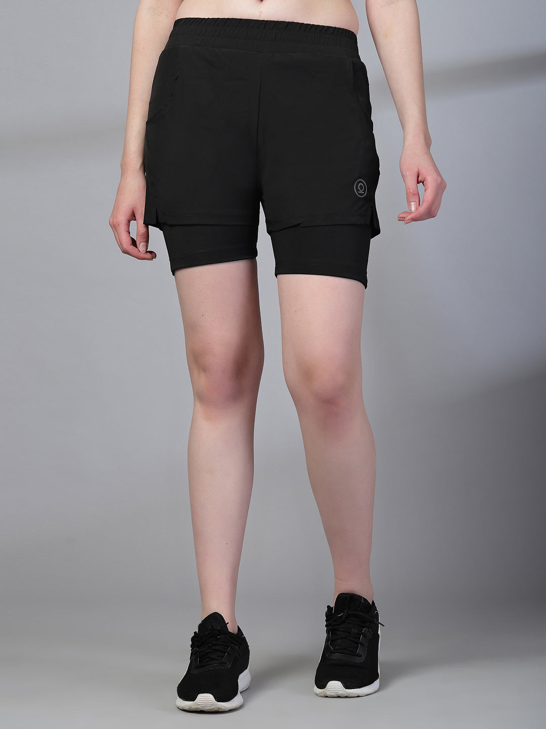 Women's Double Layered Dry Fit Sports Running Shorts Black