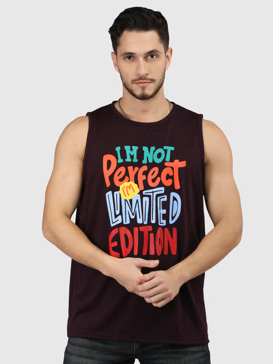 Men Violet Printed Gym Tank Tops Sports Sleeveless Vest