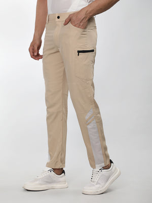 Men's Beige White Active Trouser