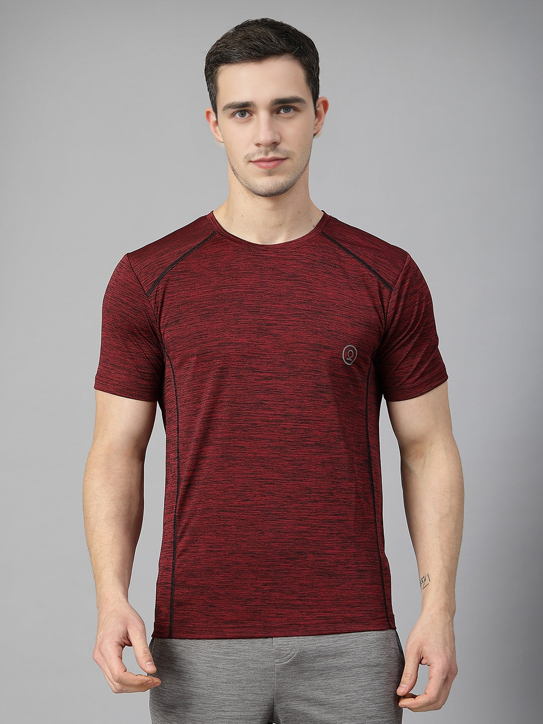 Men's Half Sleeves Dry Fit Gym Sports T-Shirt Wine
