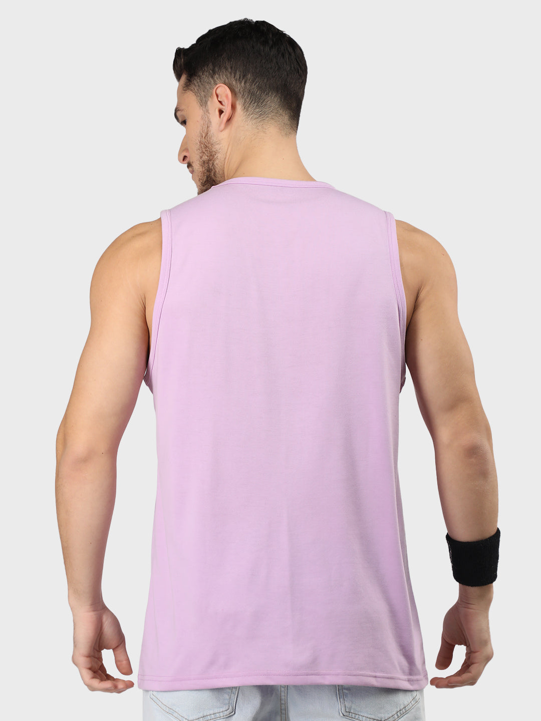 Men Lavender Printed Gym Tank Tops Sports Sleeveless Vest