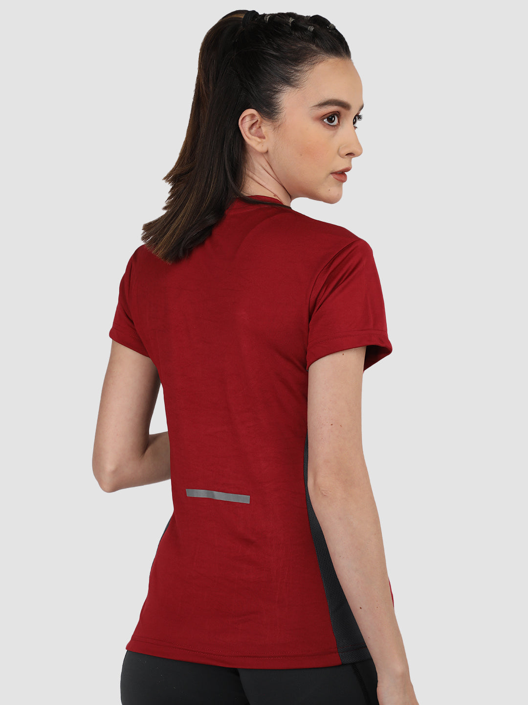 Women's Half Sleeves Gym Sports T-Shirt Maroon