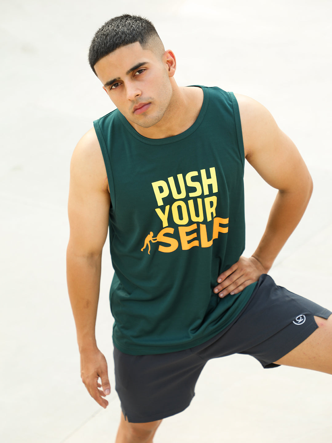 Men's Dark Green Gym Tank Tops Sleeveless Sports Vest