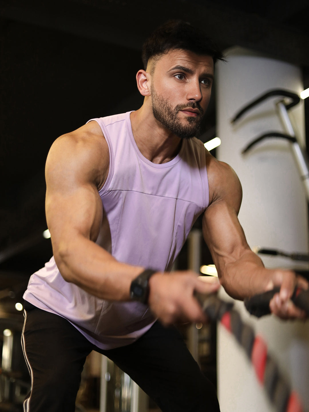 Men Lavender Gym Sleeveless Sports Tanktop