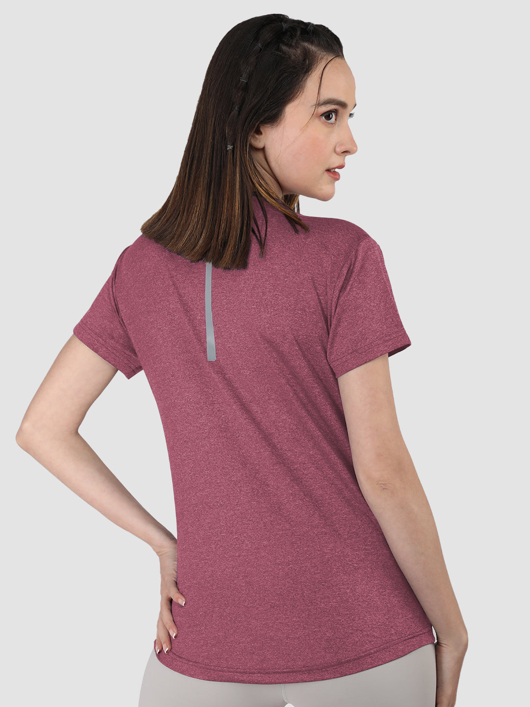 Women's Half Sleeve Dry Fit Gym T-Shirt Maroon