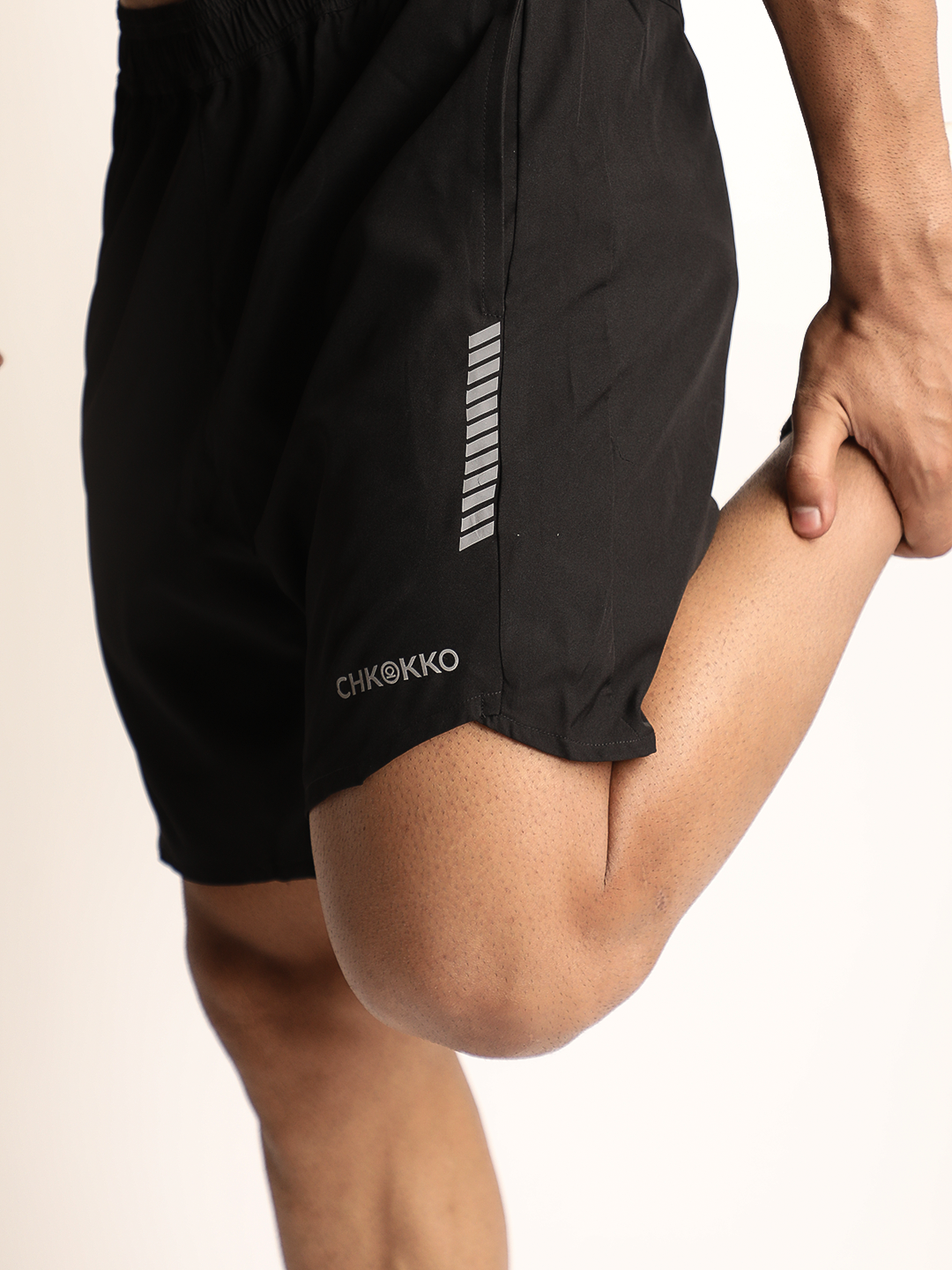 Men Running Sports Shorts Black Sliver