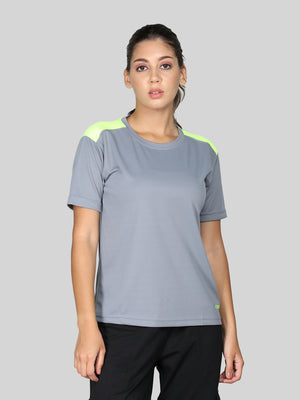 Women's Slate Green Neon Gym T-shirt | CHKOKKO