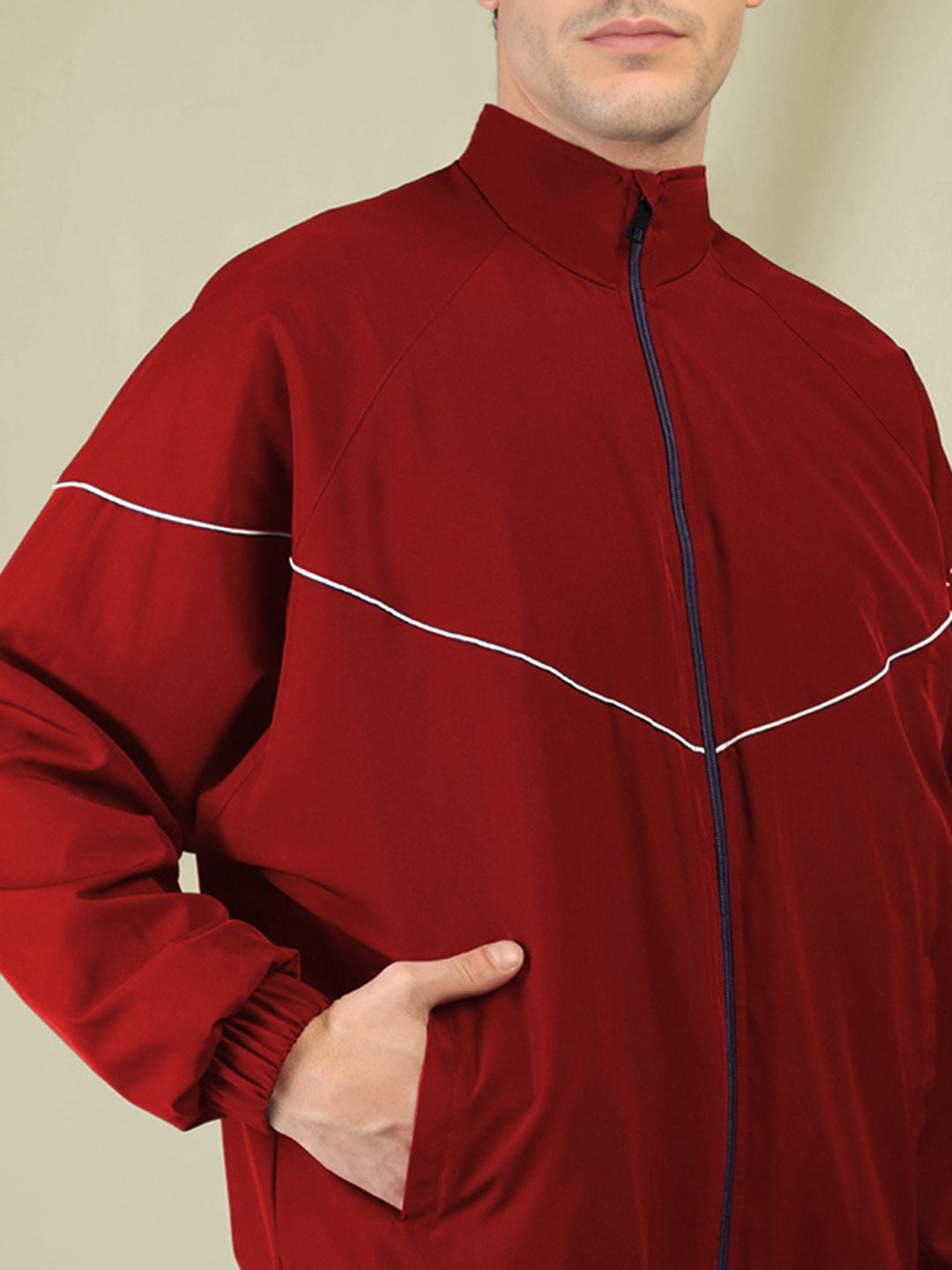 Men Winter Sports Regular Fit Windcheater Jacket Maroon