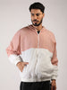 Men Hooded Windcheater Oversized Sports Jacket Peach White