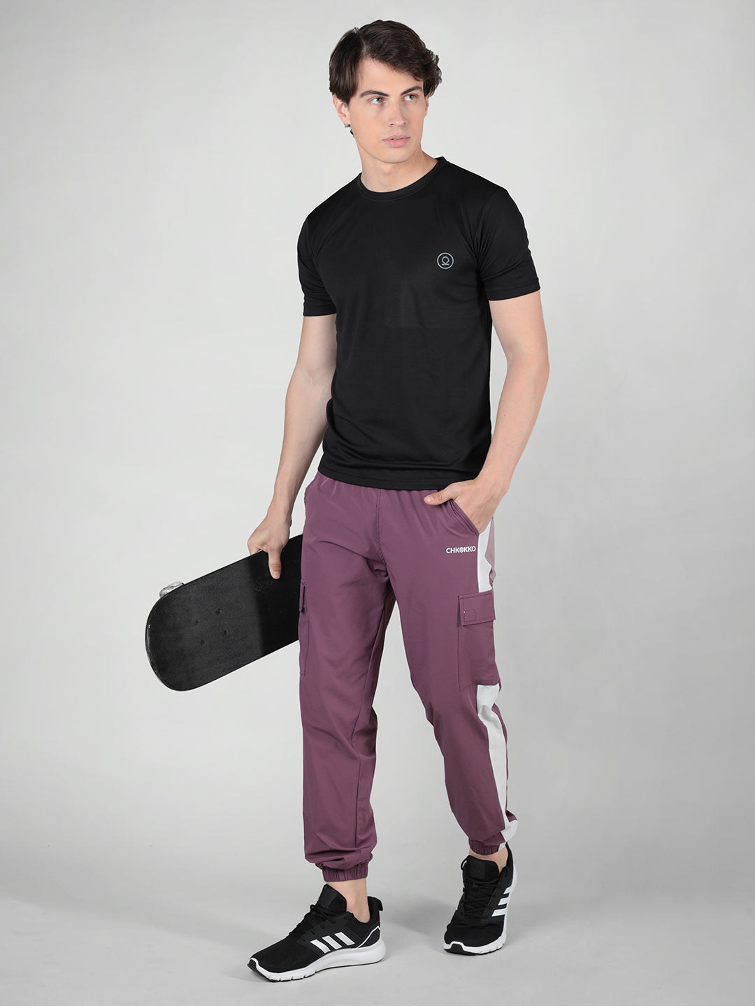 Men Plum White Gym Training Sports Trackpant