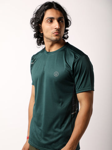 Men's Dry Fit Half Sleeve Gym T-Shirt Dark Green