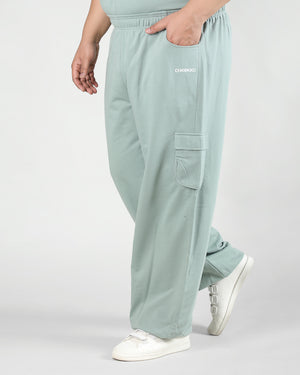 Men Light Green Plus Size Baggy Trackpant With Pockets