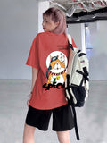 Women Cotton Printed Oversized Fit Half Sleeves T-Shirt