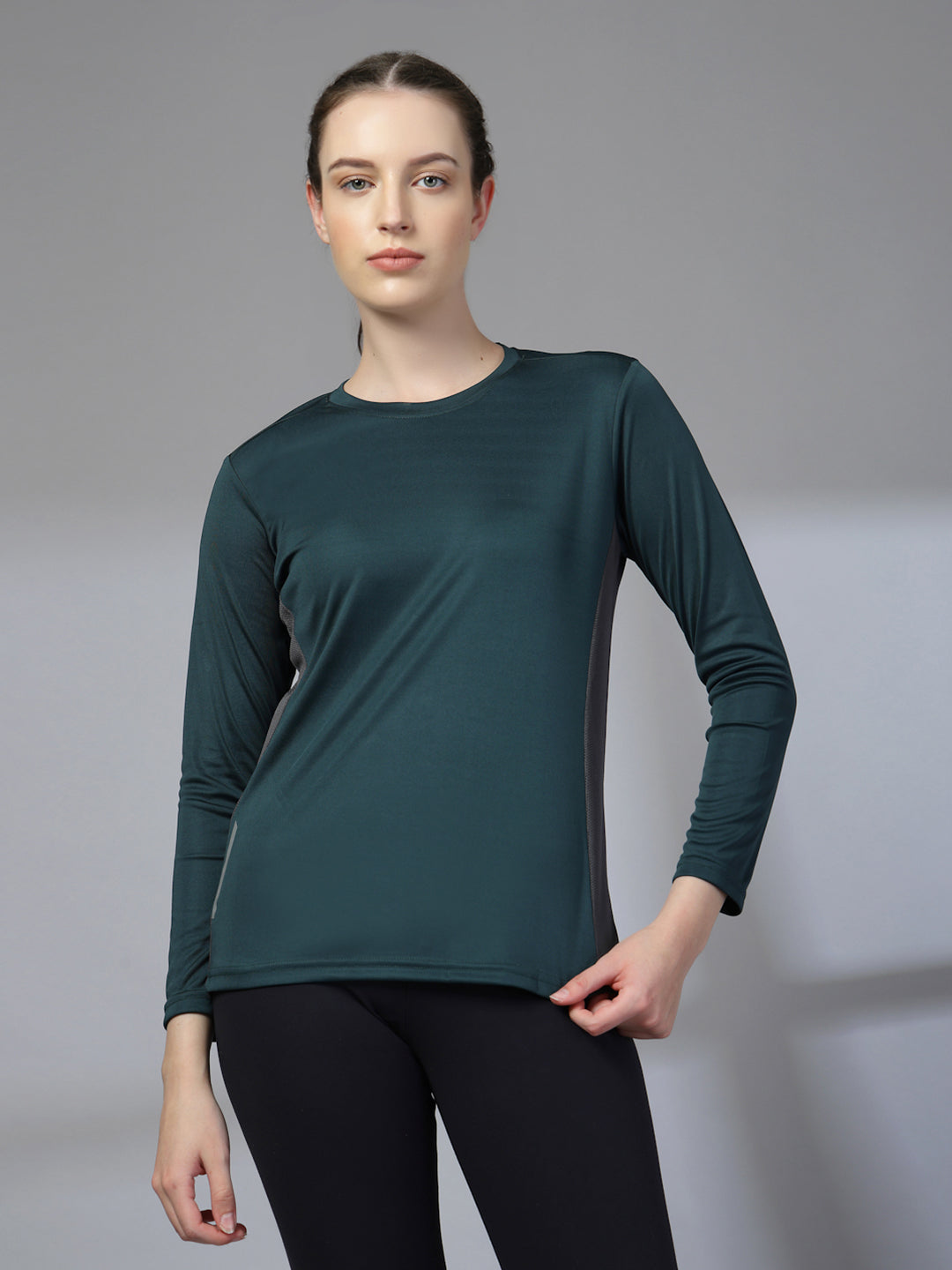 Women's Full Sleeves Gym Sports T-Shirt Dark Green