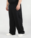 Men Black Plus Size Baggy Trackpant With Pockets