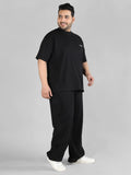 Men Black Plus Size Baggy Trackpant With Pockets