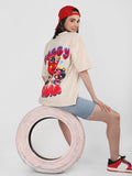 Women Cotton Printed Oversized Fit Half Sleeves T-Shirt