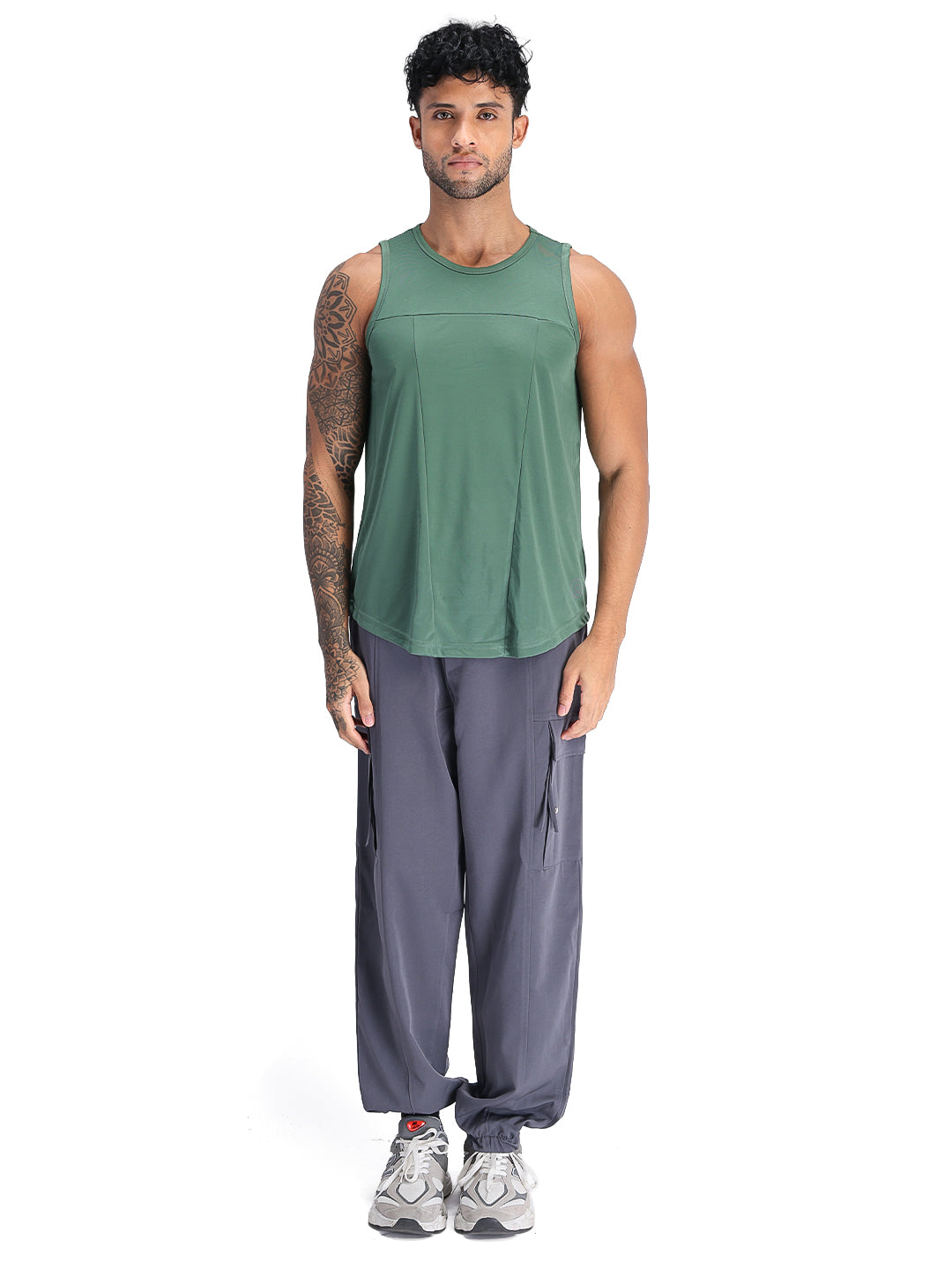 Men Green Dry Fit Gym Sleeveless Sports Tanktop