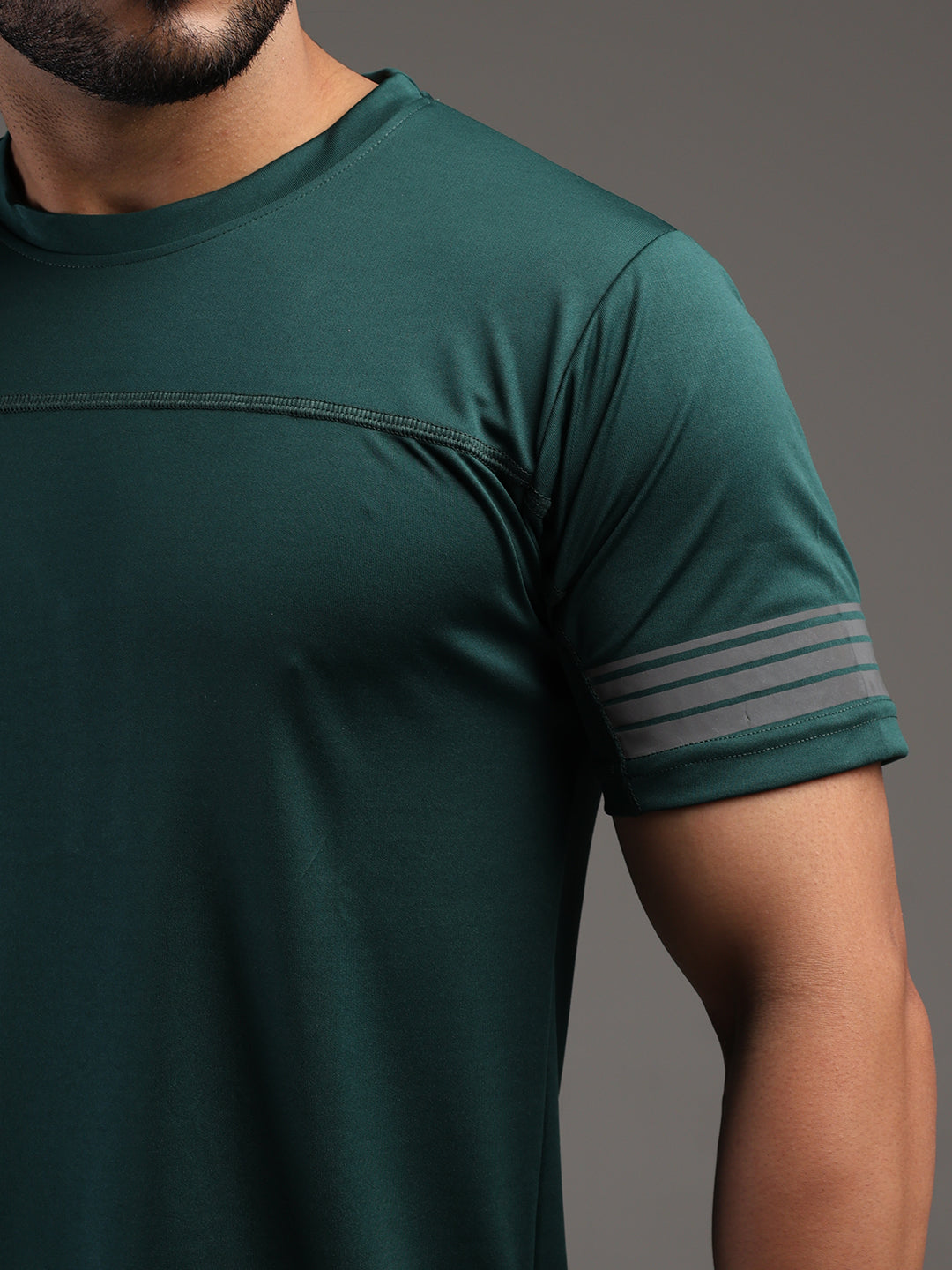 Men's Half Sleeves Dry Fit Gym T-shirt Bottle Green