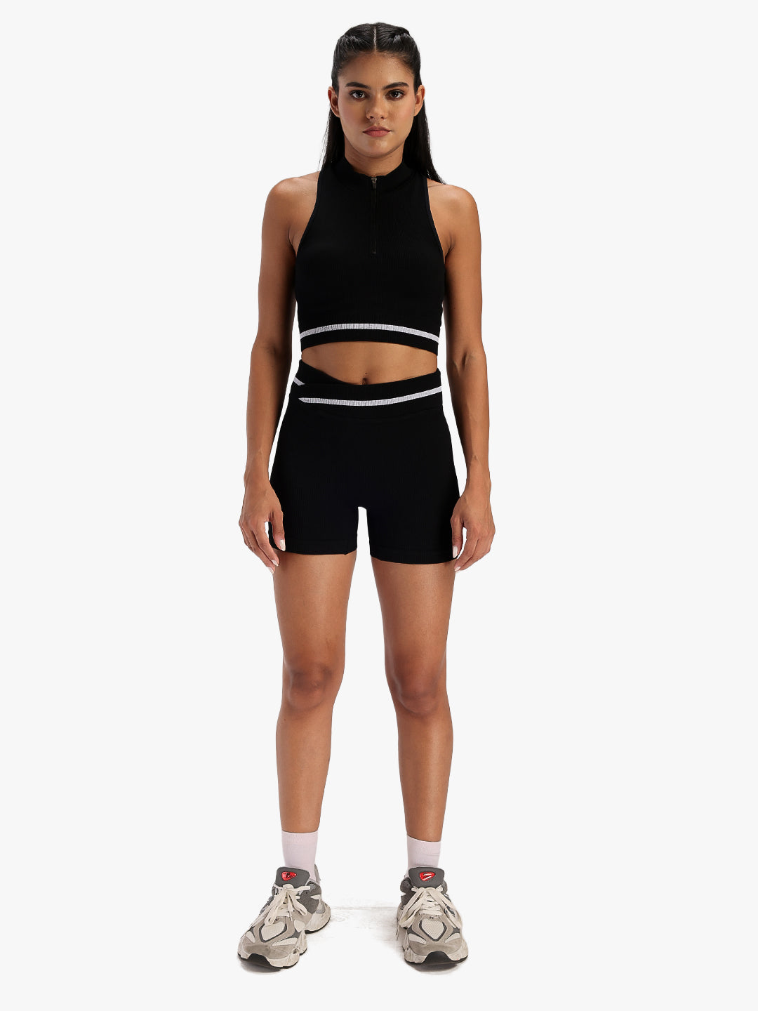 Women's Ribbed Activewear Co-Ord Set Black