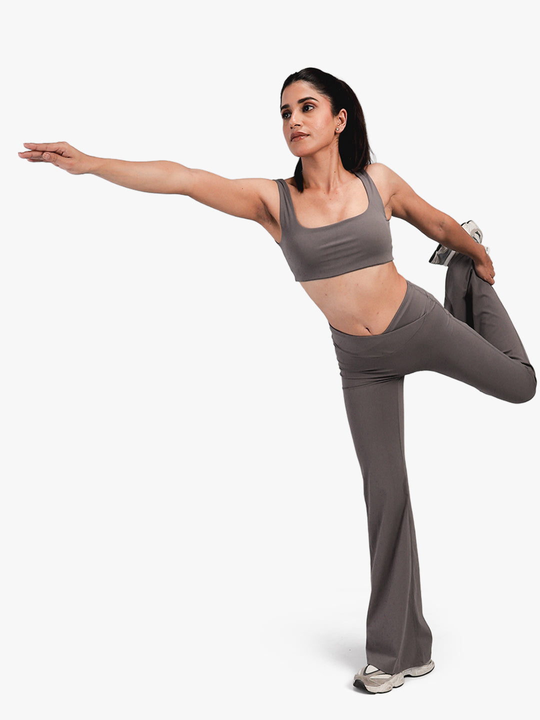Womenβs Crossover Flared Pants Grey