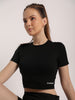 Women Round Neck Half Sleeve Sports Crop Top