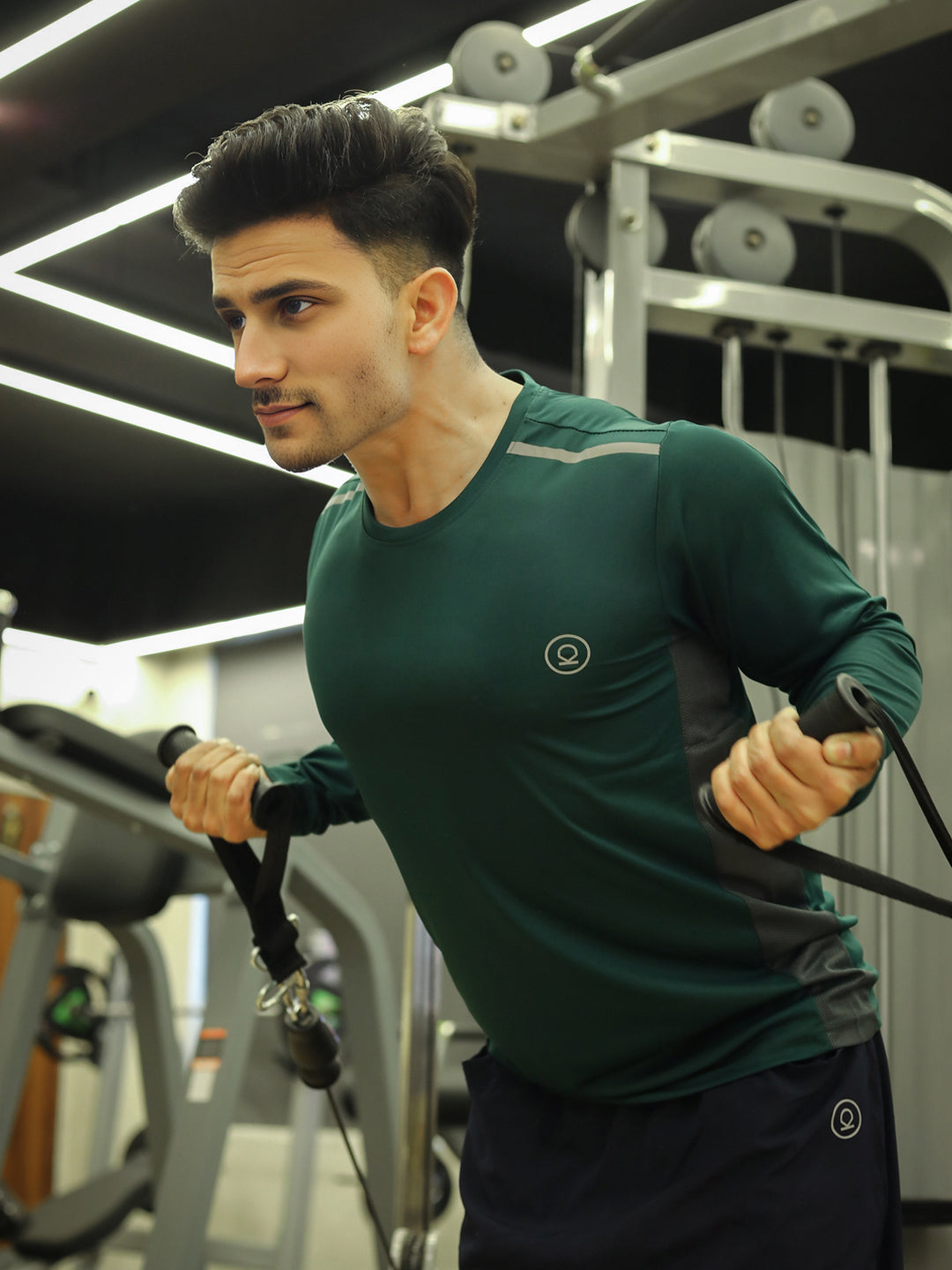 Men's Regular Dry Fit Gym Sports T-Shirt Dark Green - Main Image