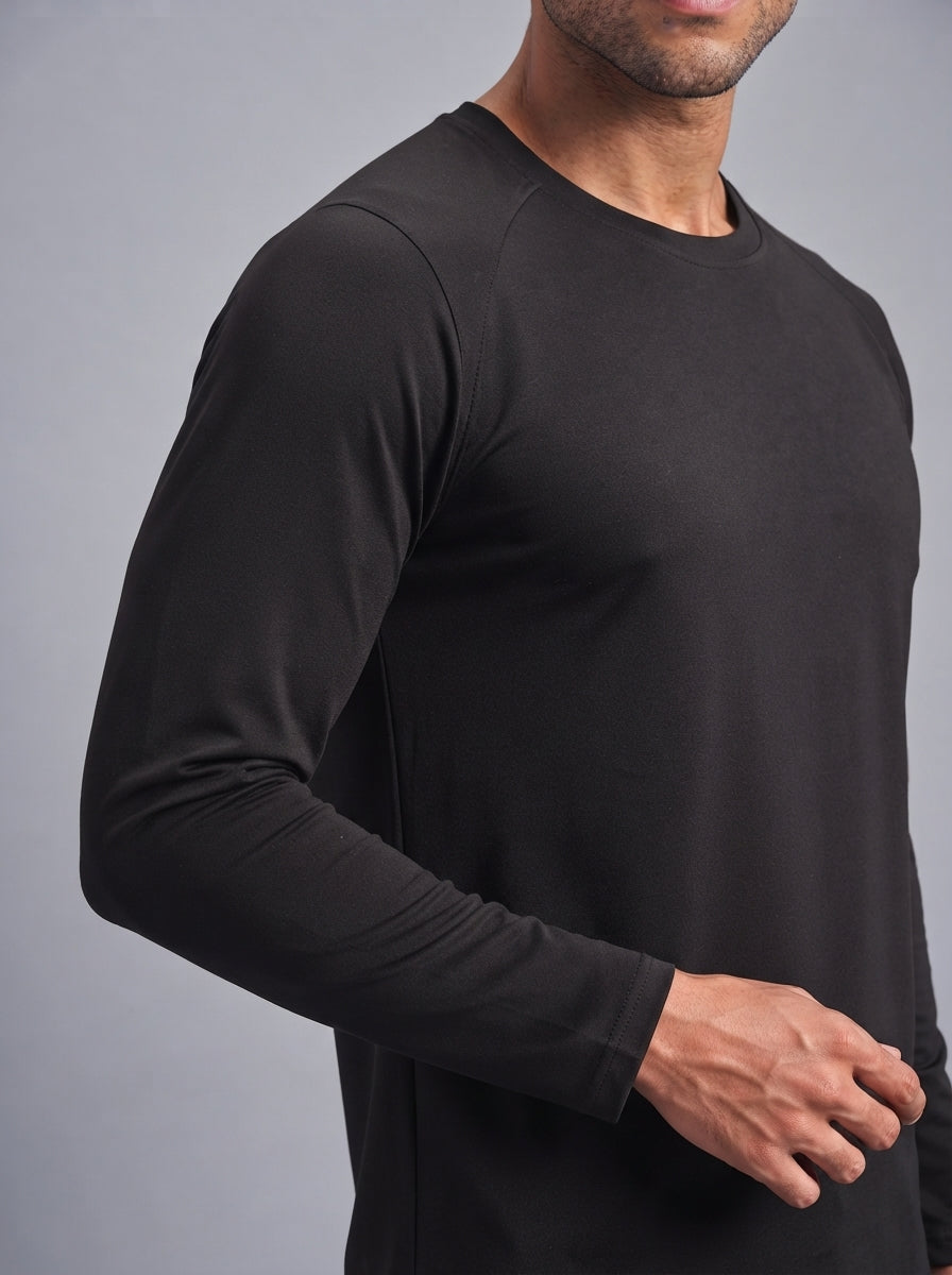 Men's Regular Dry Fit Full Sleeve Gym T-Shirt Black