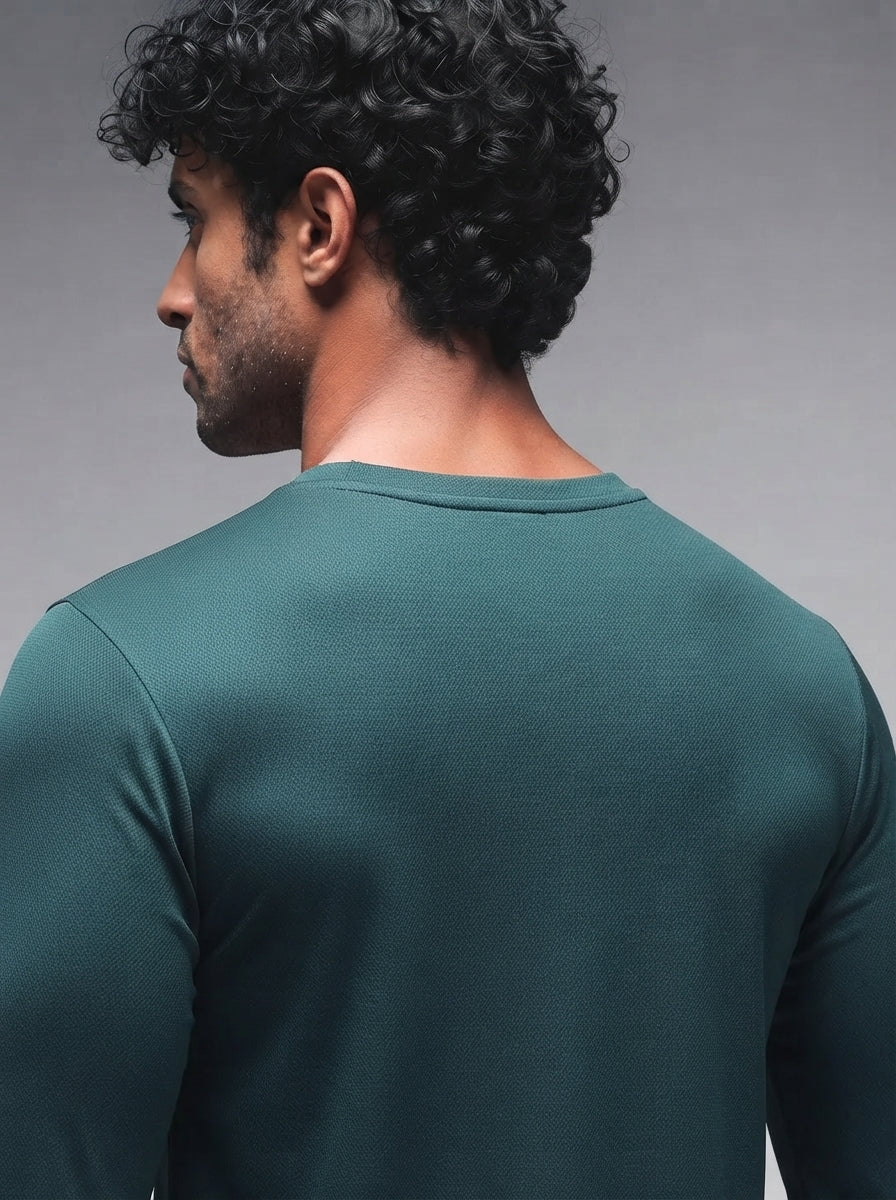 Men's Regular Dry Fit Full Sleeve Gym T-Shirt Dark Green