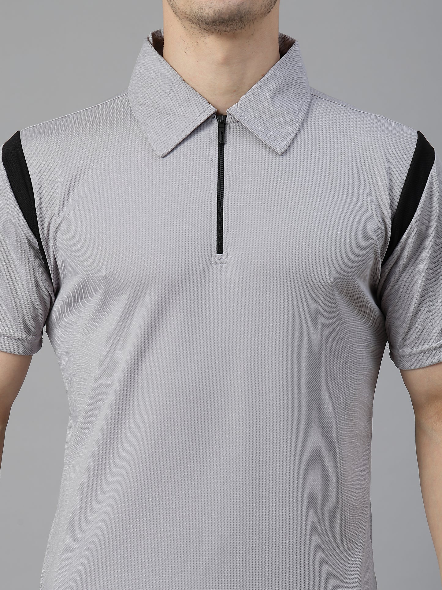 Men's Polo Neck Regular Fit Gym Sports Zipper T-Shirt
