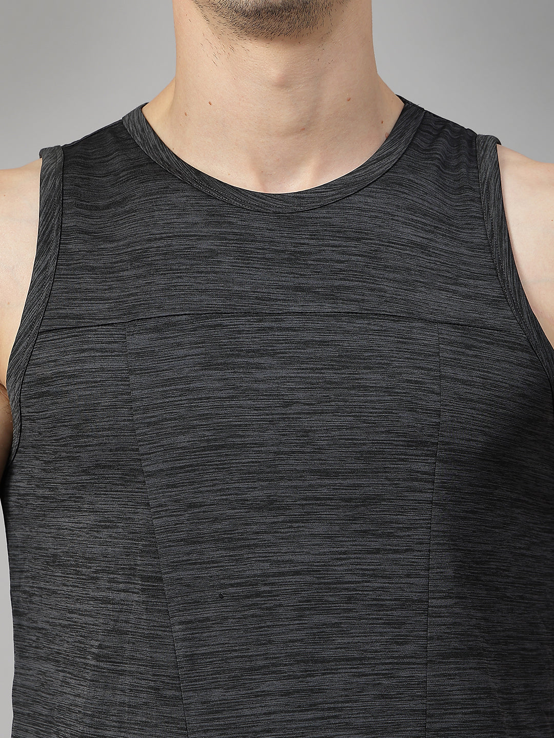 Men Grey Regular Fit Sleeveless Sports Tanktop