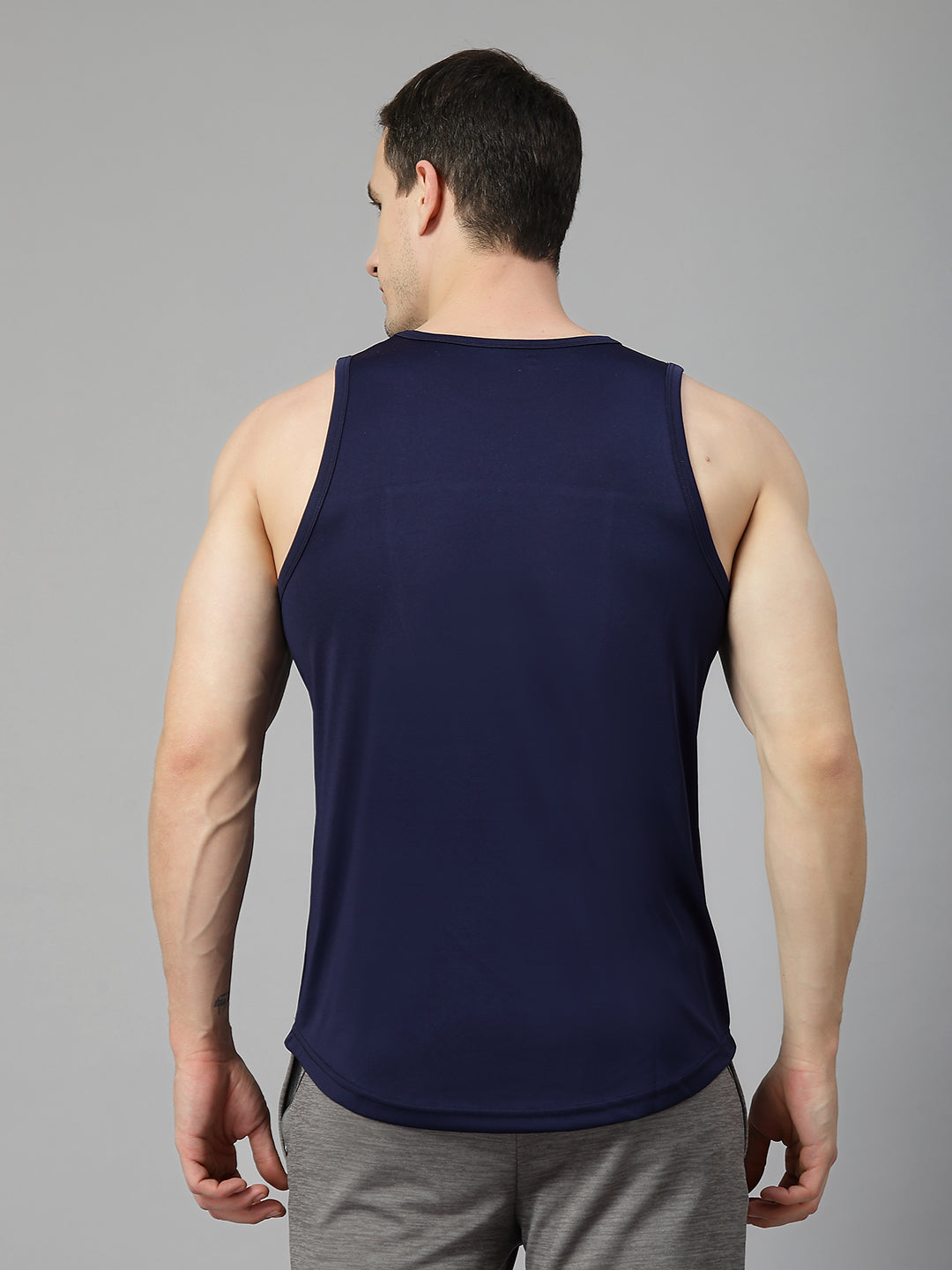 Men Navy Blue Gym Sleeveless Sports Tanktop