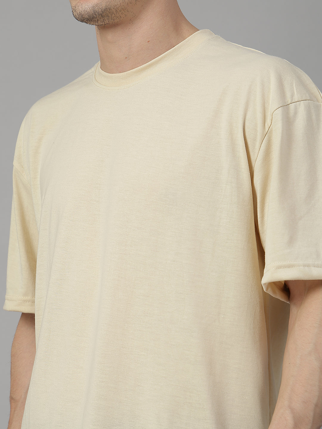 Menβs Oversized Relaxed Fit Cotton T-Shirt Beige