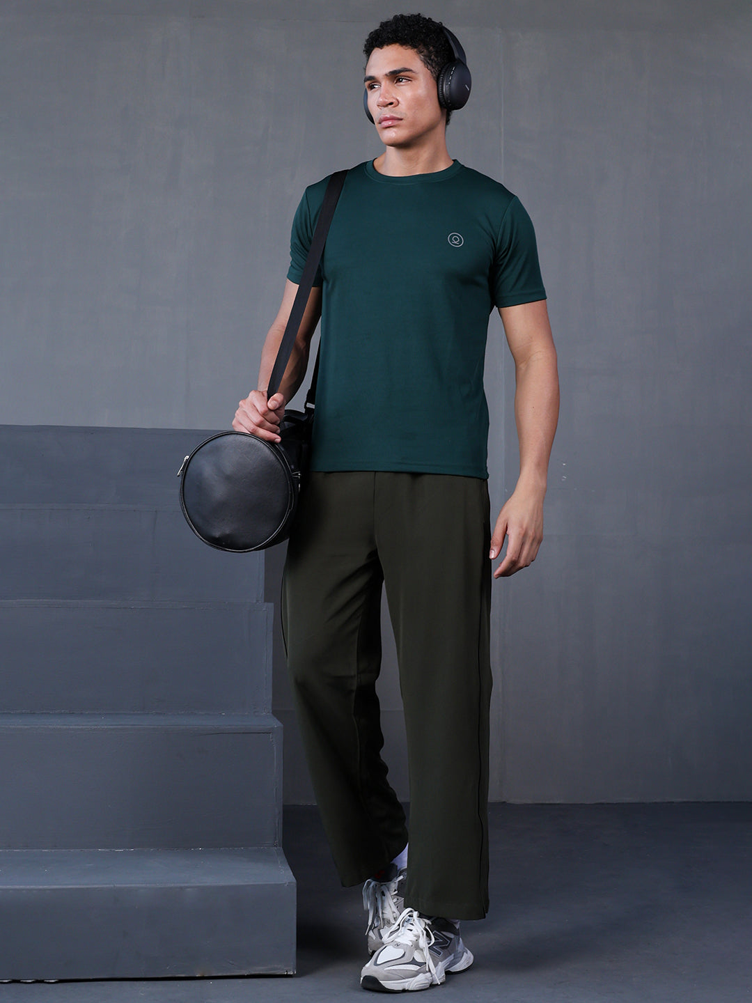 Men's Half Sleeves Dry Fit Gym Tshirt Bottle Green