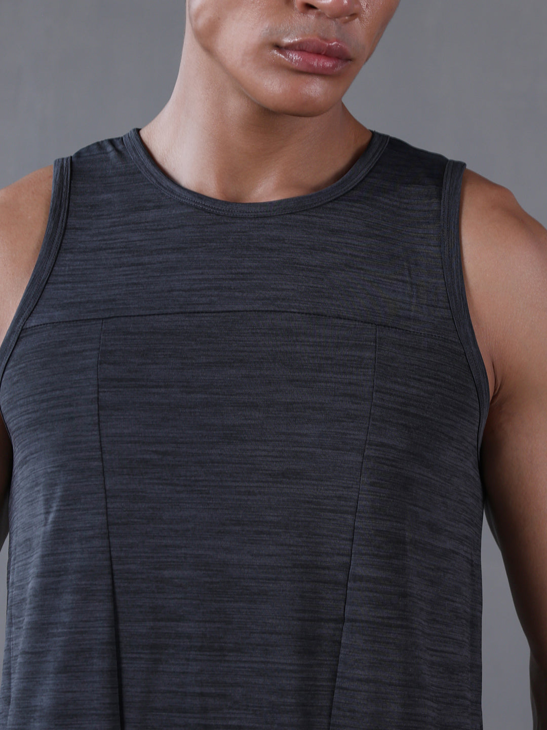 Men Grey Regular Fit Sleeveless Sports Tanktop