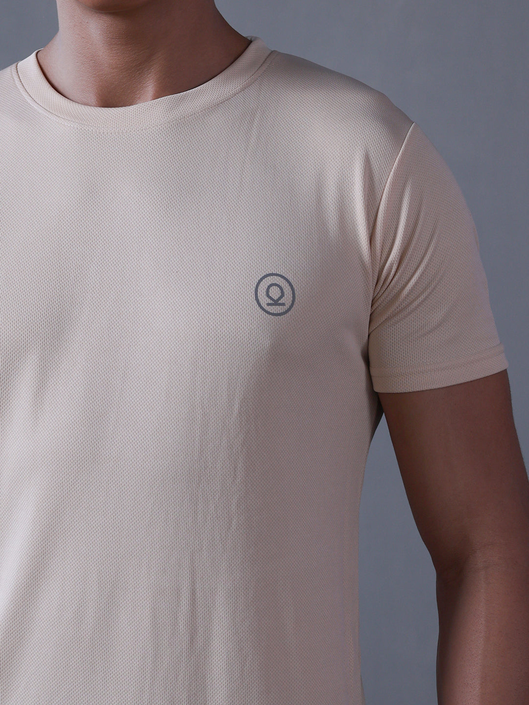 Men's Half Sleeves Dry Fit Gym Tshirt Beige