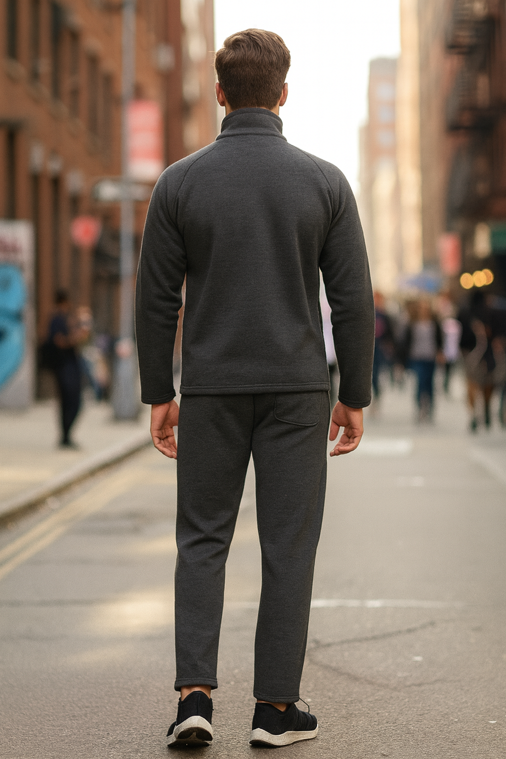 Men Anthra Black Full Zipper Winter Tracksuit