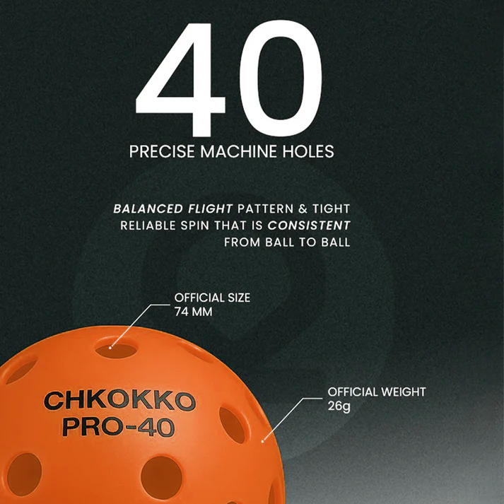 Chkokko PRO-40 Pickleballs Set of 12